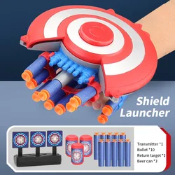 Soft Bullets Launcher Children Deformation Toy Wrist Launcher Shield Shooting Toy Safety Battle Sucker Toy Gun