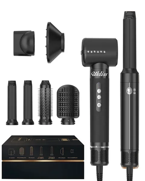 7-in-1 Air SSet 110000 RPM Hair Dryer Brush Hot Air Brush Hair SHigh-Speed Motor Blow Dryer Warm Air