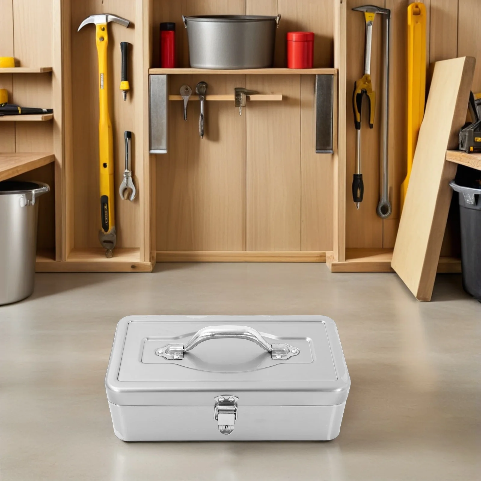 صندوق أدوات كبير من الفولاذ المقاوم للصدأ صندوق أدوات معدني محمول مقبض منظم تخزين الأجهزة الثقيلة ورشة عمل المرآب أداة منزلية #2