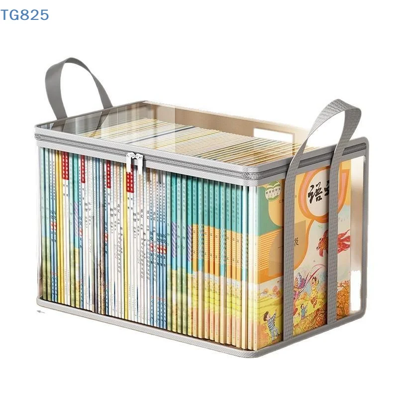 【AN】Clear Large Capacity Book Storage Bag With Zipper Closure Sturdy Handles For Student Dorm Study Organization