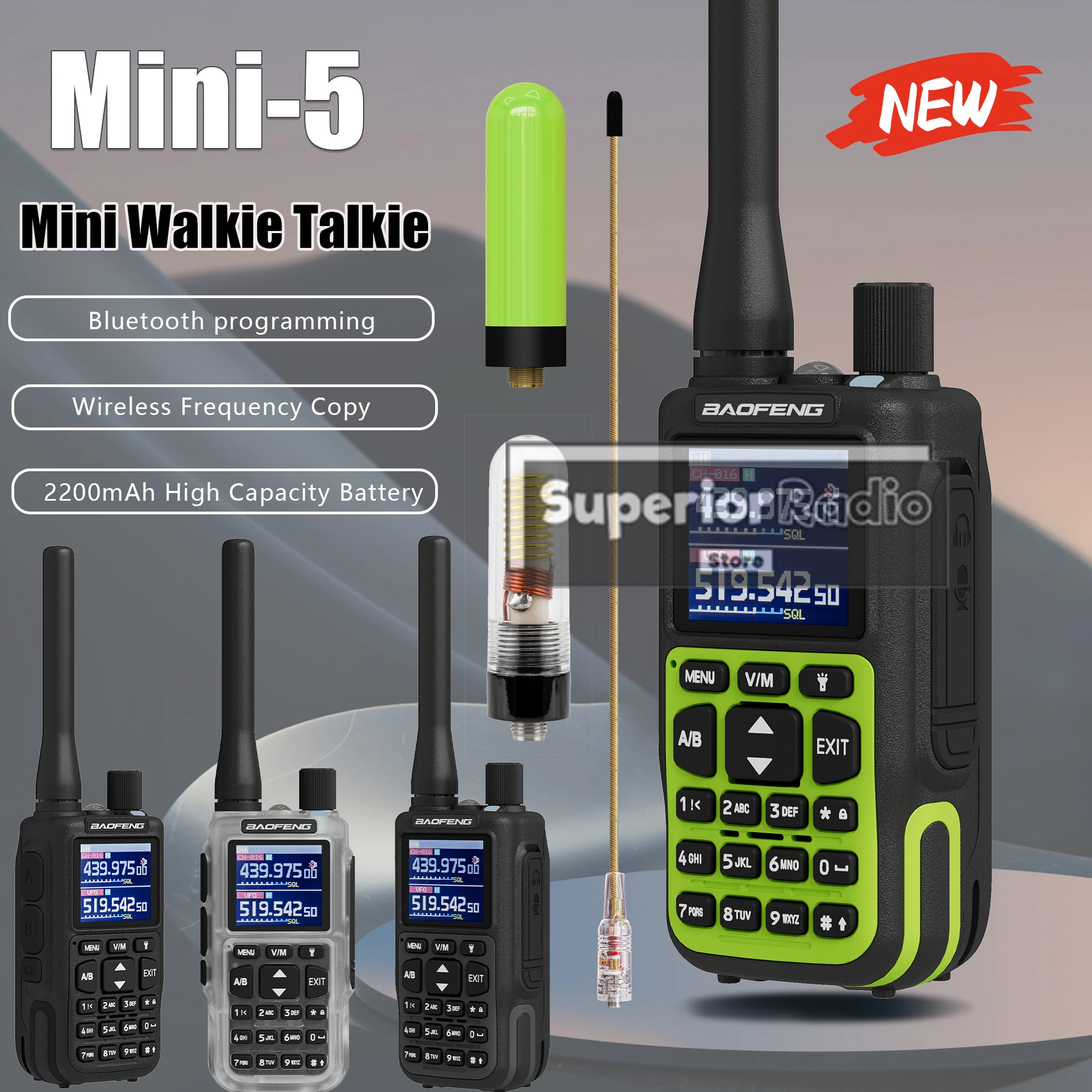 baofeng-mini-5-トランシーバー-bluetooth-ワイヤレスプログラミング-vhf-uhf-am-fm-ハンドヘルドラジオ-led-懐中電灯-uv-5r-ミニのアップグレード版