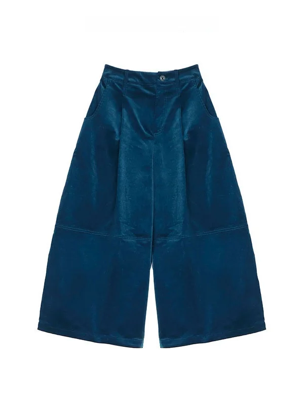 

High Waist Wide Leg Pants Women's Casual Corduroy Nine Points Versatile Loose Fit Comfortable Retro Sle Cotton Pants