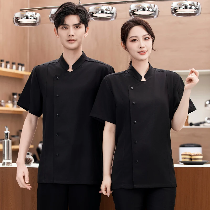 프리미엄 요리사 유니폼 주방 의류 5% 신축성, 얼룩 방지 및 통기성 호텔 작업복 베이커 카페 작업복