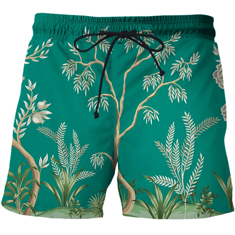 

Boys Unisex 2023 New Bermuda Shorts for Men Flower Casual Bird and Plant Illustration Sweatpants Summer Harajuku Beach Short