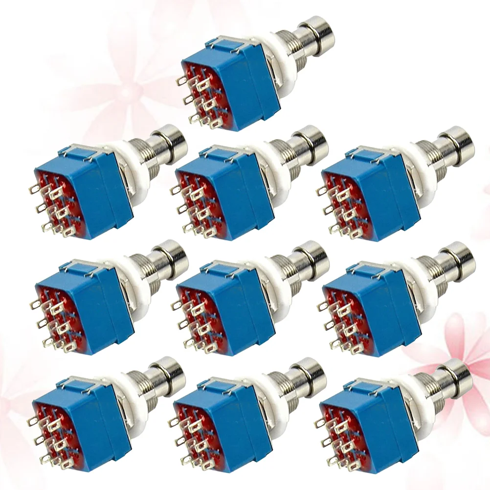 

10 Pcs Guitar Pedals The Switch Effects True Bypass Foot Spikes Push Button Blue