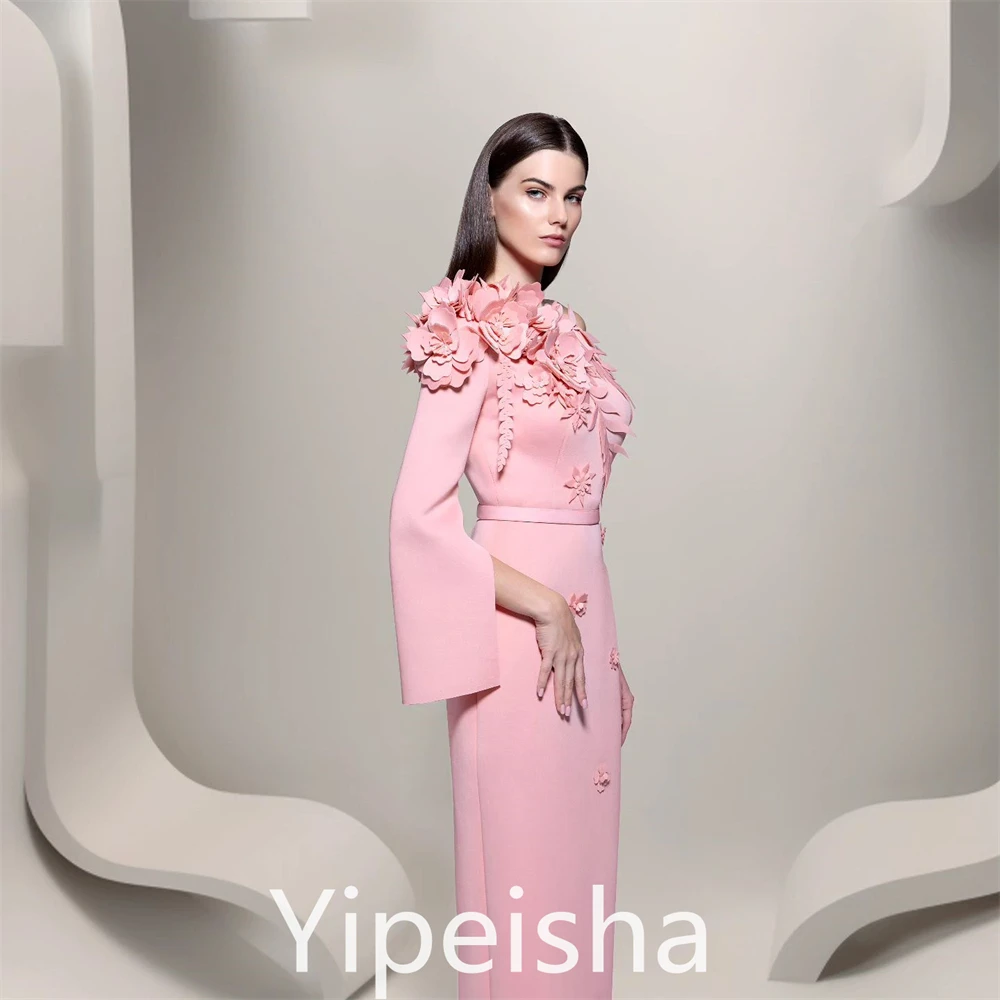 Yipeisha  Elegant Fashion One-shoulder Evening  Flower Satin Anke Length Custom es