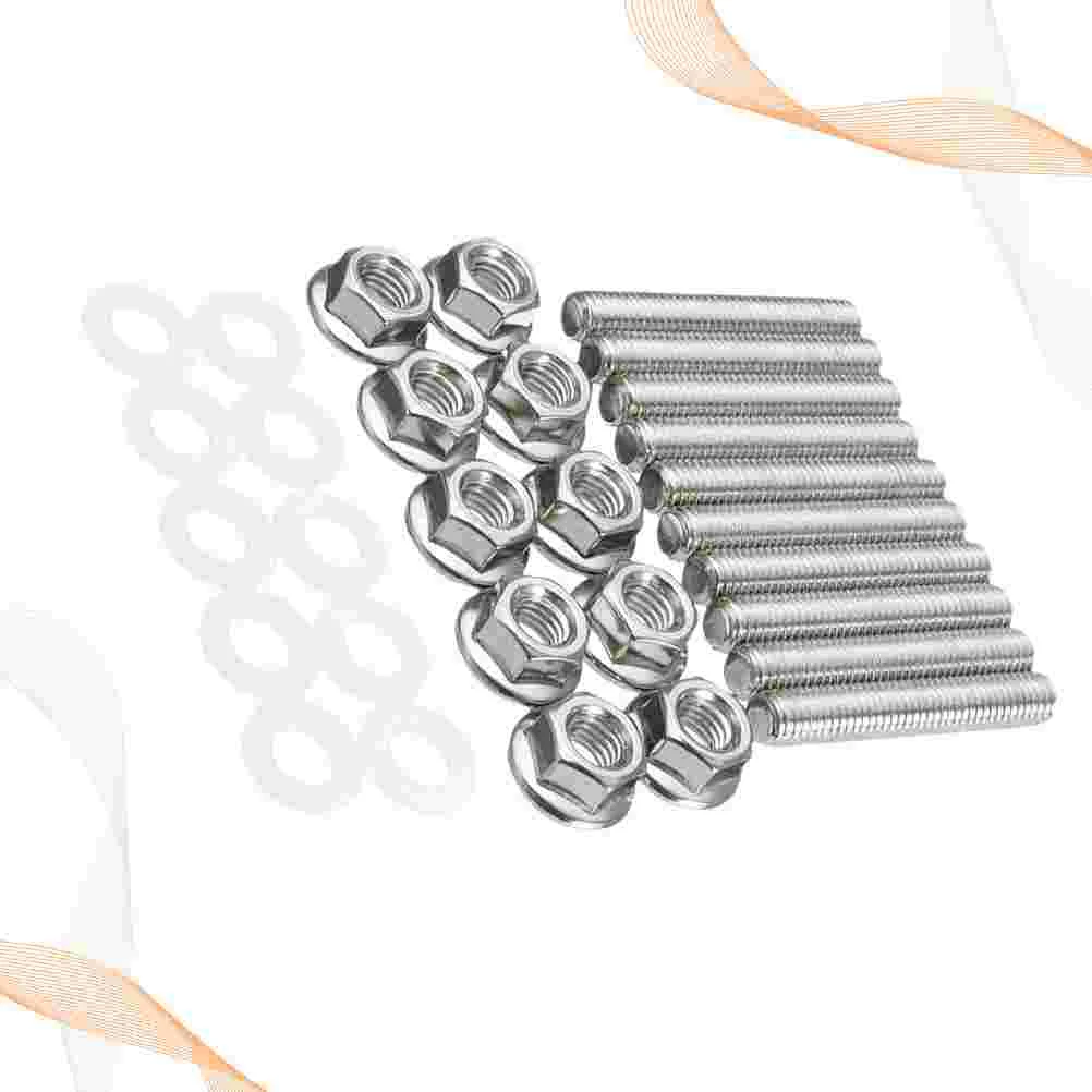 

30pcs Stainless Steel Exhaust Manifold Stud Bolts Nuts Kit Car Accessories for Car Vehicle Auto (Silver)