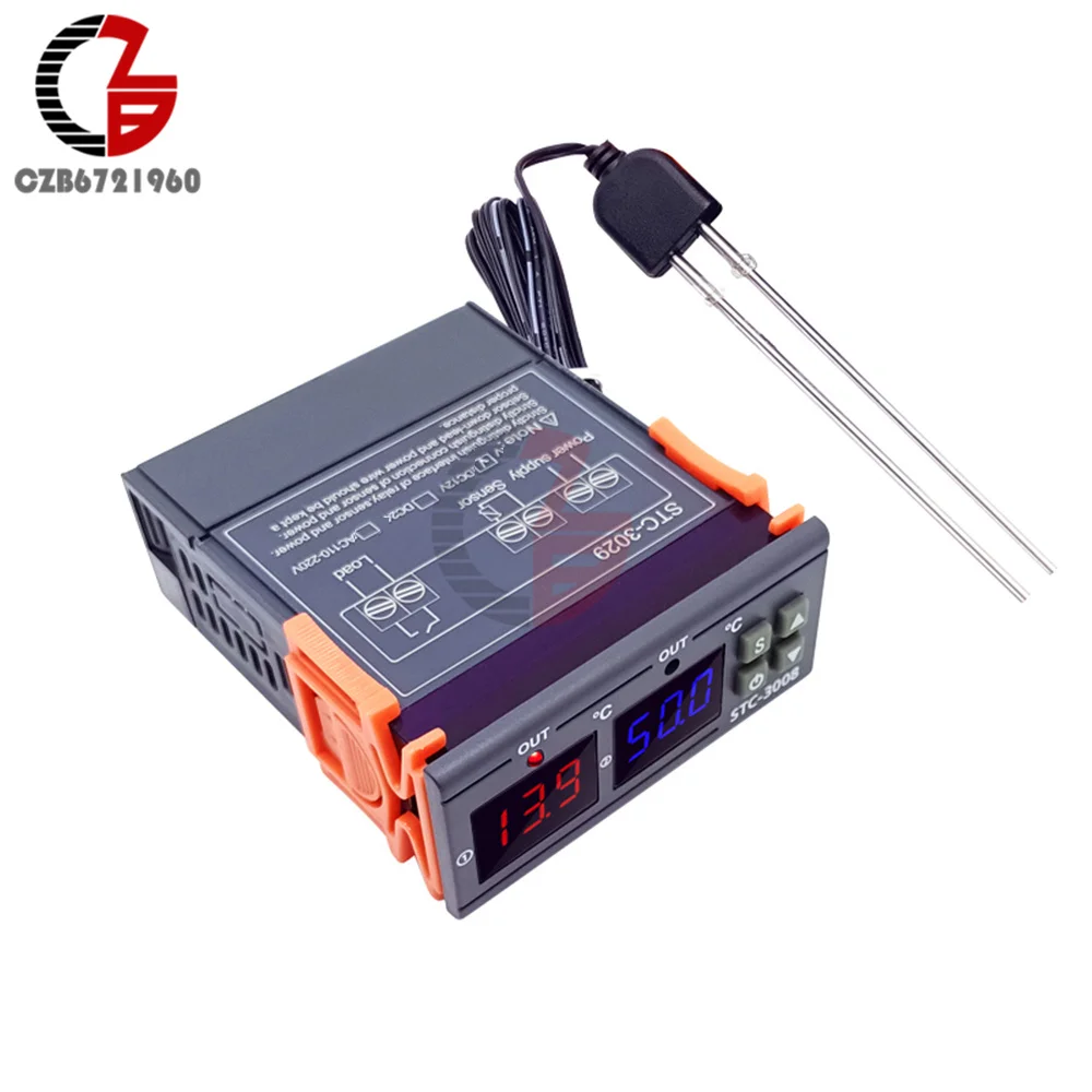 STC-3029 DC 12V 24V 110V-220V AC regolatore di umidità regolatore del suolo 1500W igrometro digitale per serre di coltivazione di piante