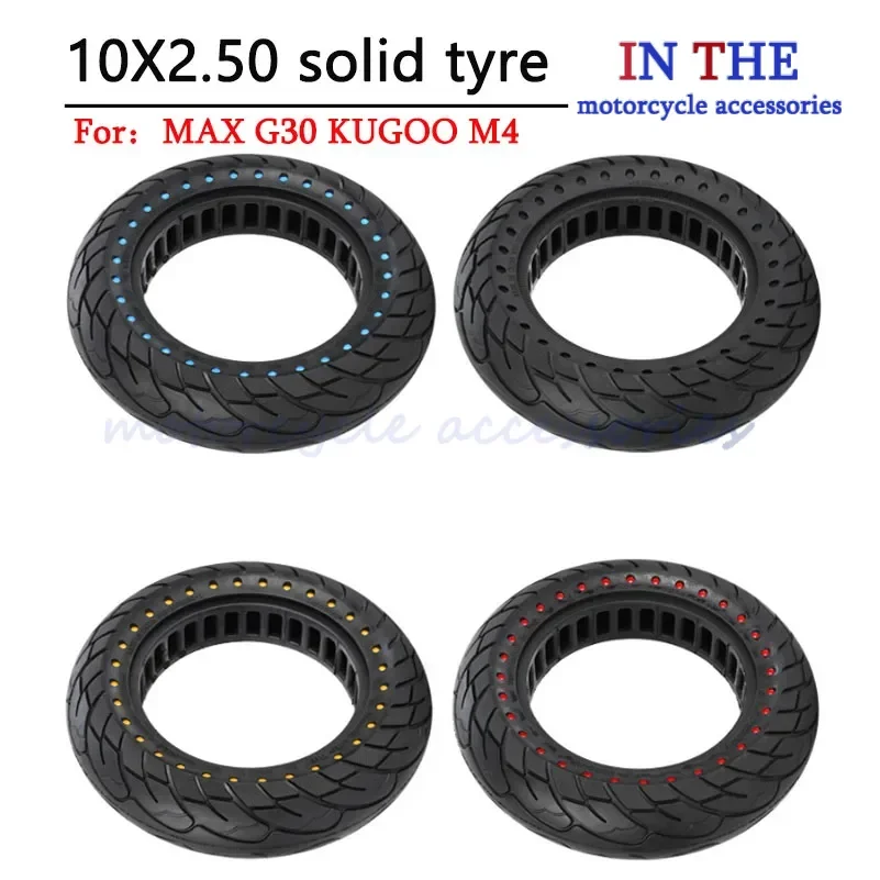 For MAX G30 KUGOO M4 Electric Scooter Tire 10x2.50 Double Honeycomb  Non-Slip Wear-Resistant Solid