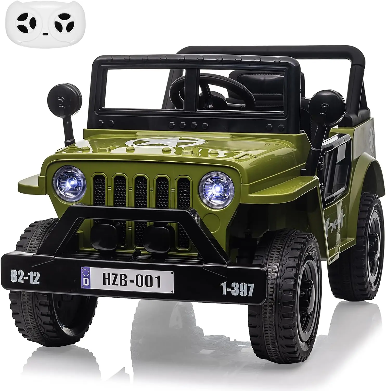 Ride on Truck Car, 12V Electric Ride on Car with Remote Control, MP3, LED Lights, Suspension System, Double Doors, Safety Belt,