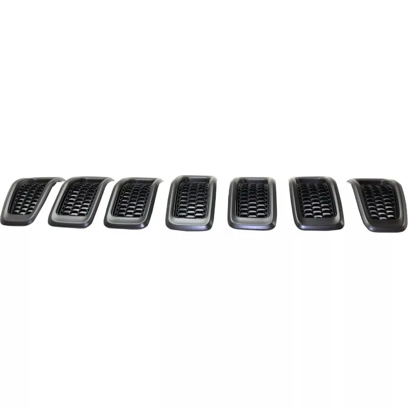 High quality Set of 7 Grille Inserts 6CY39XS9AC ,Black ,5RB21XS9Ab Honeycomb Mesh for Jeep Cherokee 2014-2018 car accessories