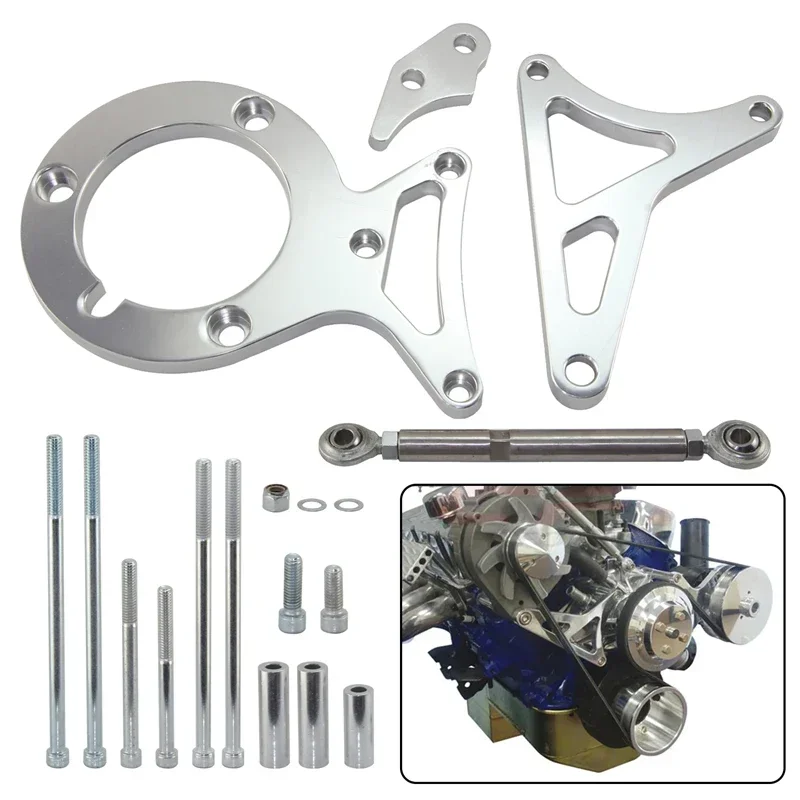 

Polished Billet Alternator Power Steering Bracket Kit For SB Ford 302 V8 5.0L 1982-1992 Silver/Black CNC Aluminum