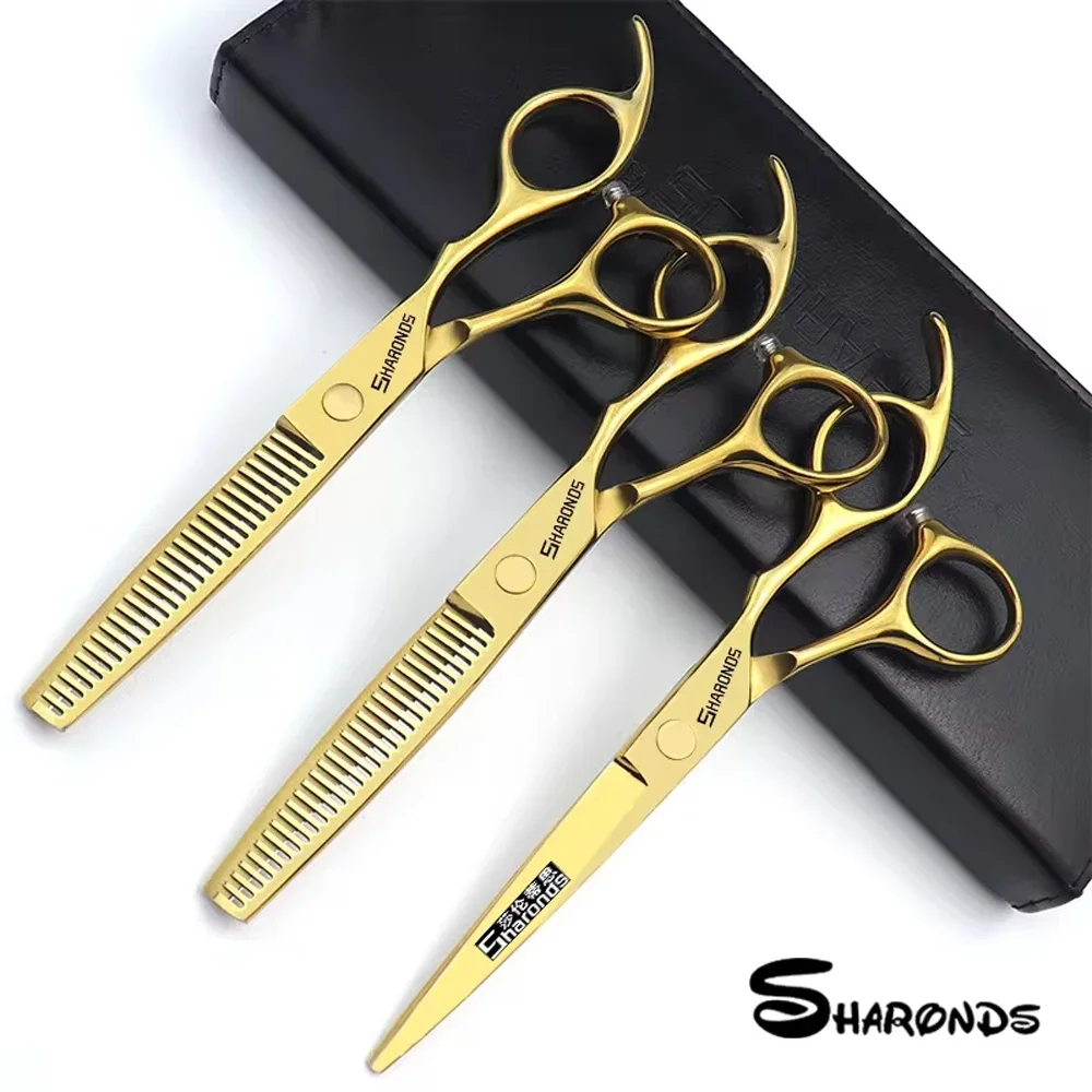 SHARONDS Hairdressing Scissors 6.5 Inch Flat Tooth Hair Clipper Set Professional Shear Hairstylist Salon Specific Hair Scissors