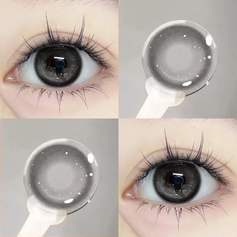 DUOXIU 2Pcs Yearly Color Colored Contact Soft Circular Lenses Beauty Pupil Gray Brown Eyes Black Makeup Blue Lens Fast Shipping