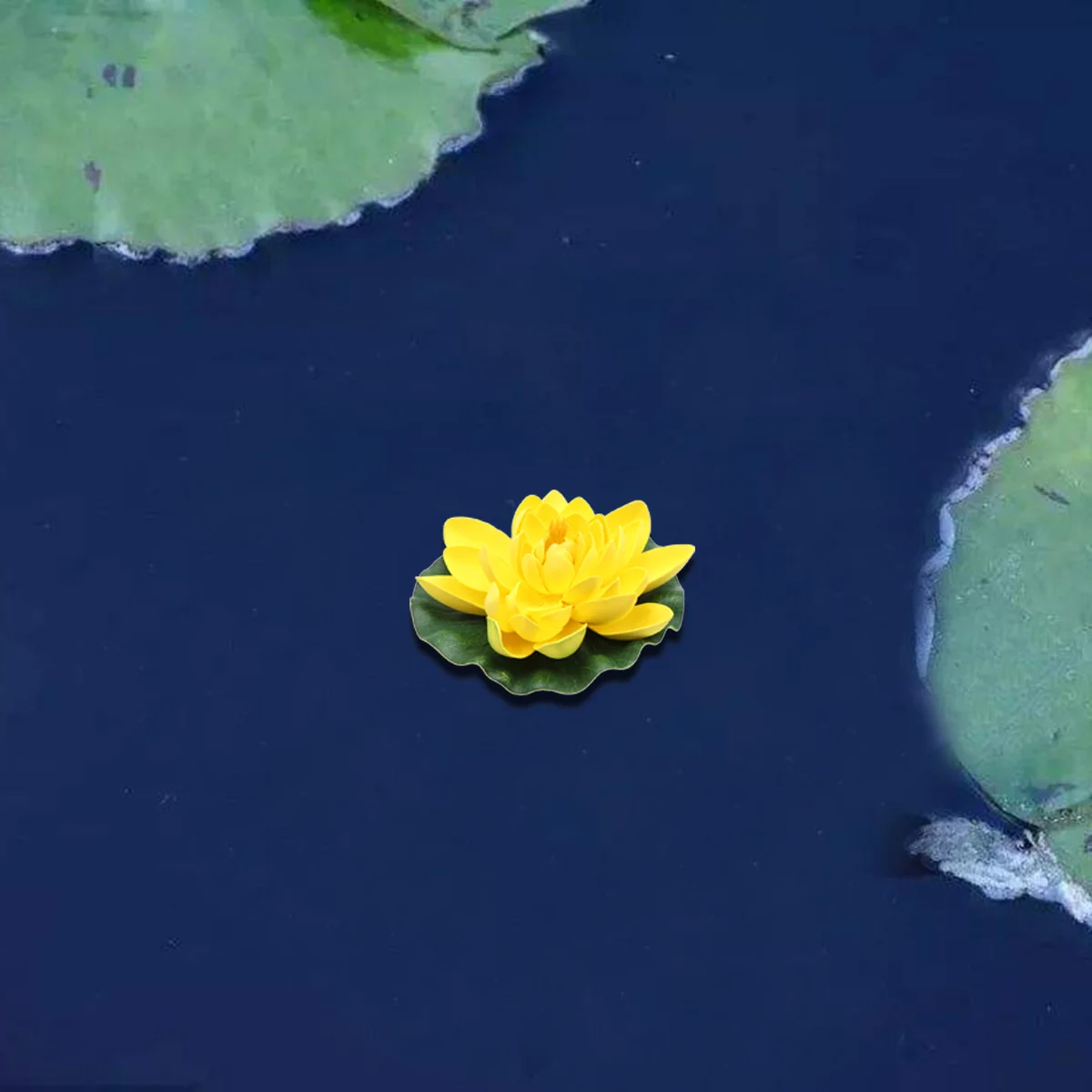 

1pc Simulation Lotus Flower 17Cm Yellow Artificial Water Lily Premium Eva Pond Decor For Garden Patio Home Outdoor Events