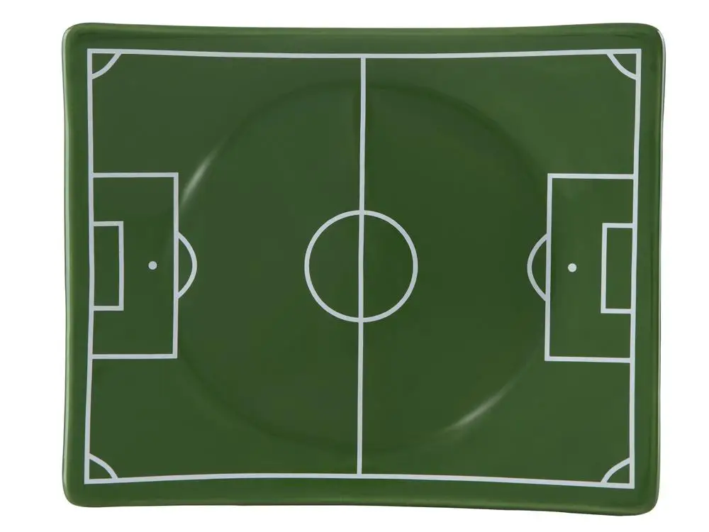 Prato Raso de Cerâmica Verde e Branco Retangular Scalla Cerâmica Futebol