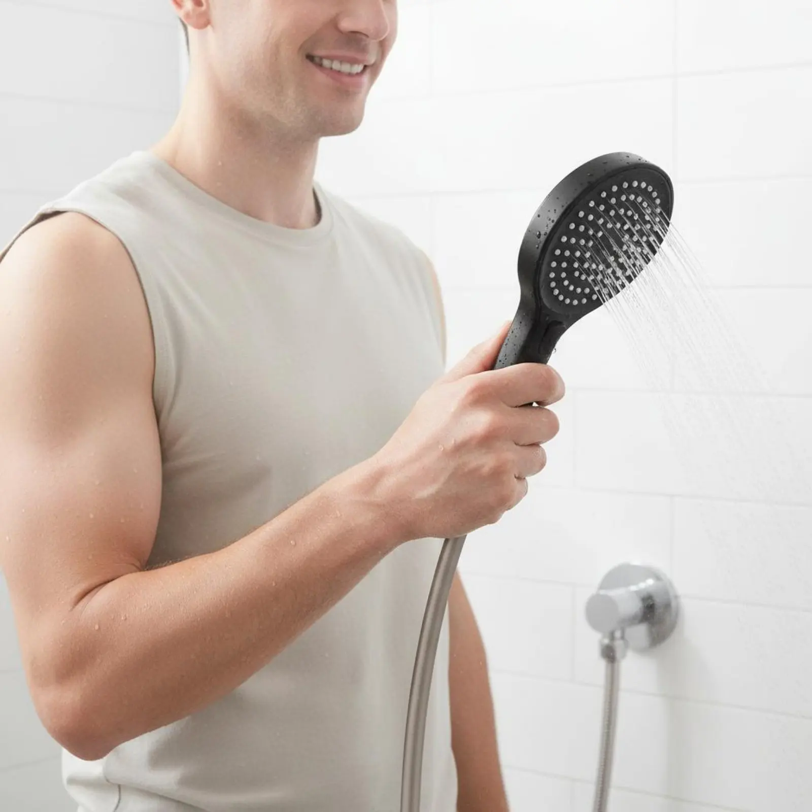 

High Pressure Shower Head Single-Button Button 3-Mode Handheld Shower Head Bathroom Fixture Easy to Clean Gentle on Skin