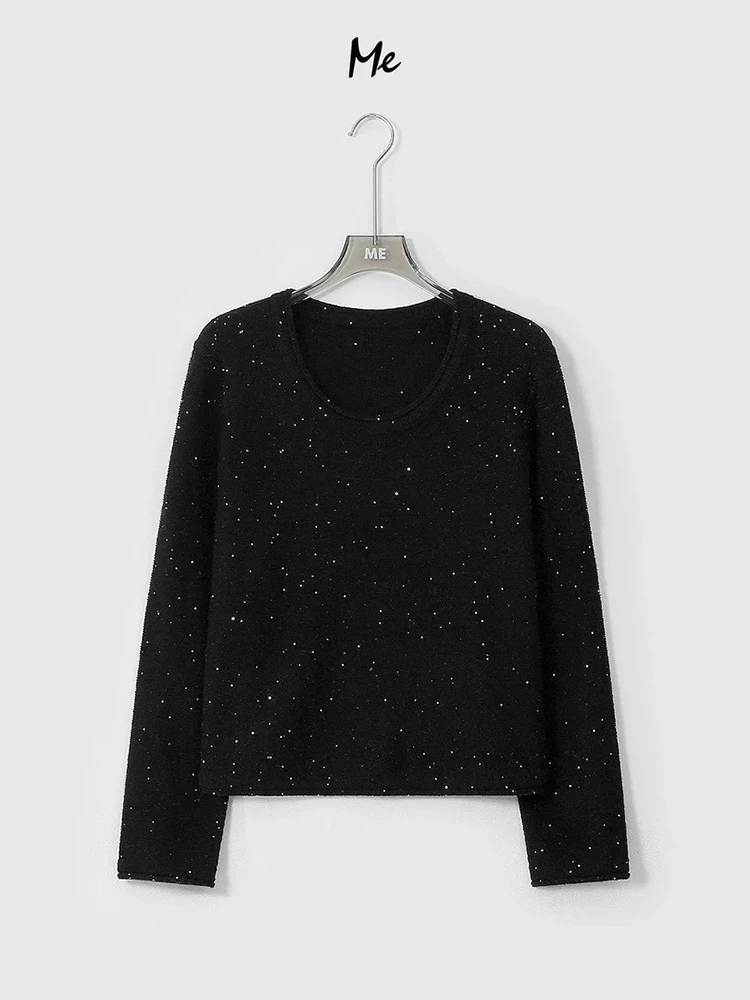 

Lao Yang's Personal Sle Starry Night Camere Blend Knitted Sweater round Ne Faionable Casual Loose Fit Women's Ciwalk