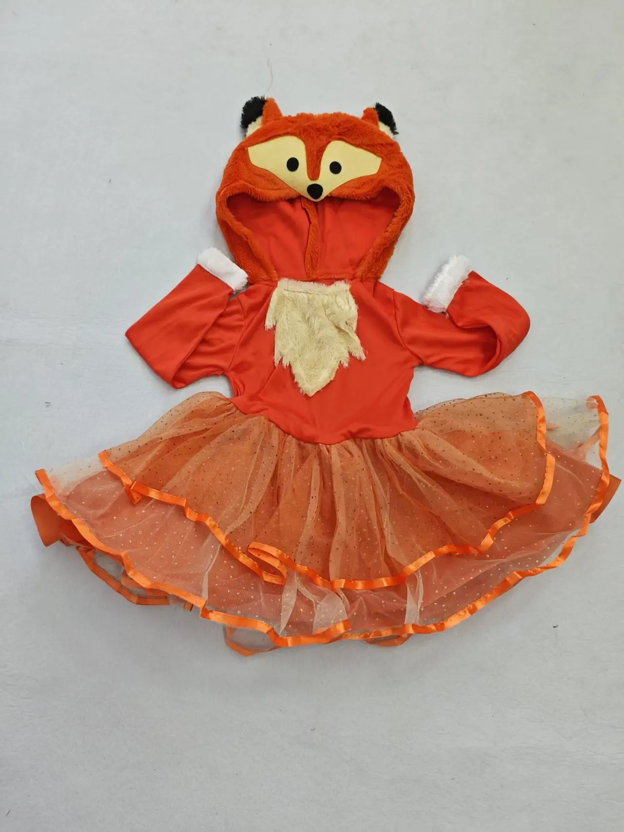 

Girls' Hooded Dress Halloween Party Orange Dress Fox Dress Festival Party Costume Dress Stage Animal Role Play Dress