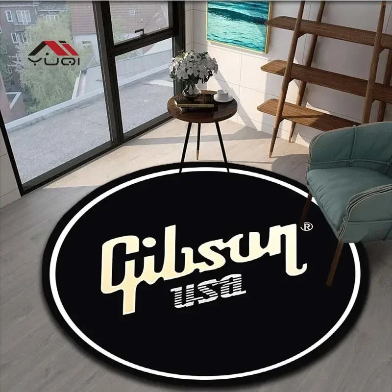 سجادة منطقة مستديرة لموسيقى الجيتار - سجادة أرضية ناعمة غير قابلة للانزلاق لغرفة المعيشة أو غرفة النوم - سجادة بنمط موسيقي، 5 مقاسات متاحة
