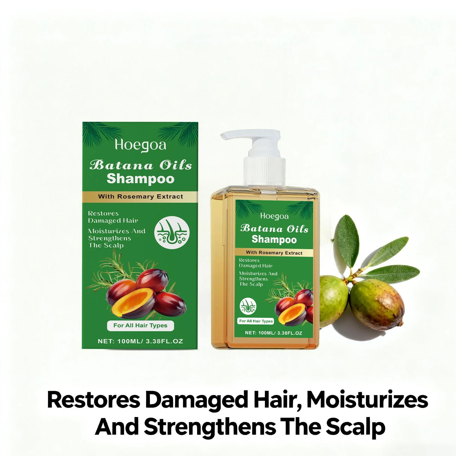 Batana Oil Shampoo Oil Control Rosemary Shampoo Repair Damaged Hair Nourishing Scalp Strengthen Hair Roots Smoothing Hair