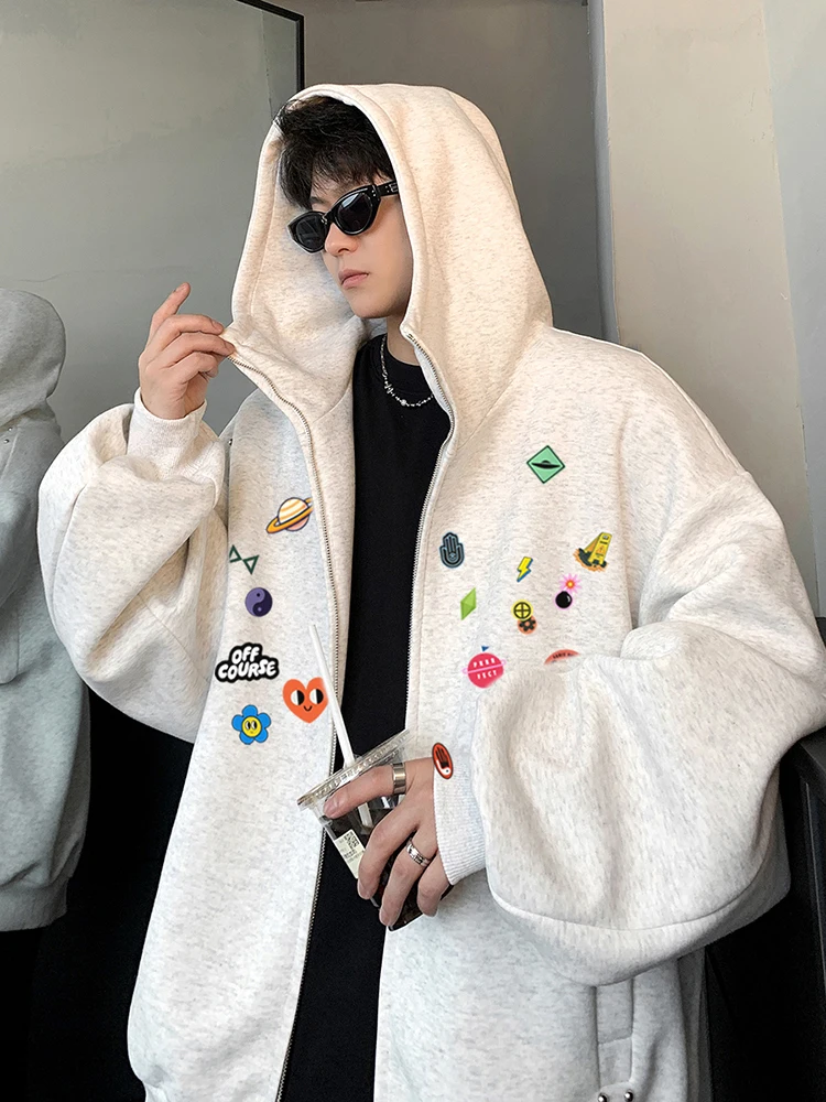 LUZHEN موضة نمط مطبوعة الربط هوديس معطف الرجال موضة الشارع الشهير 2025 الخريف جديد جودة عالية وسيم الملابس JY4016