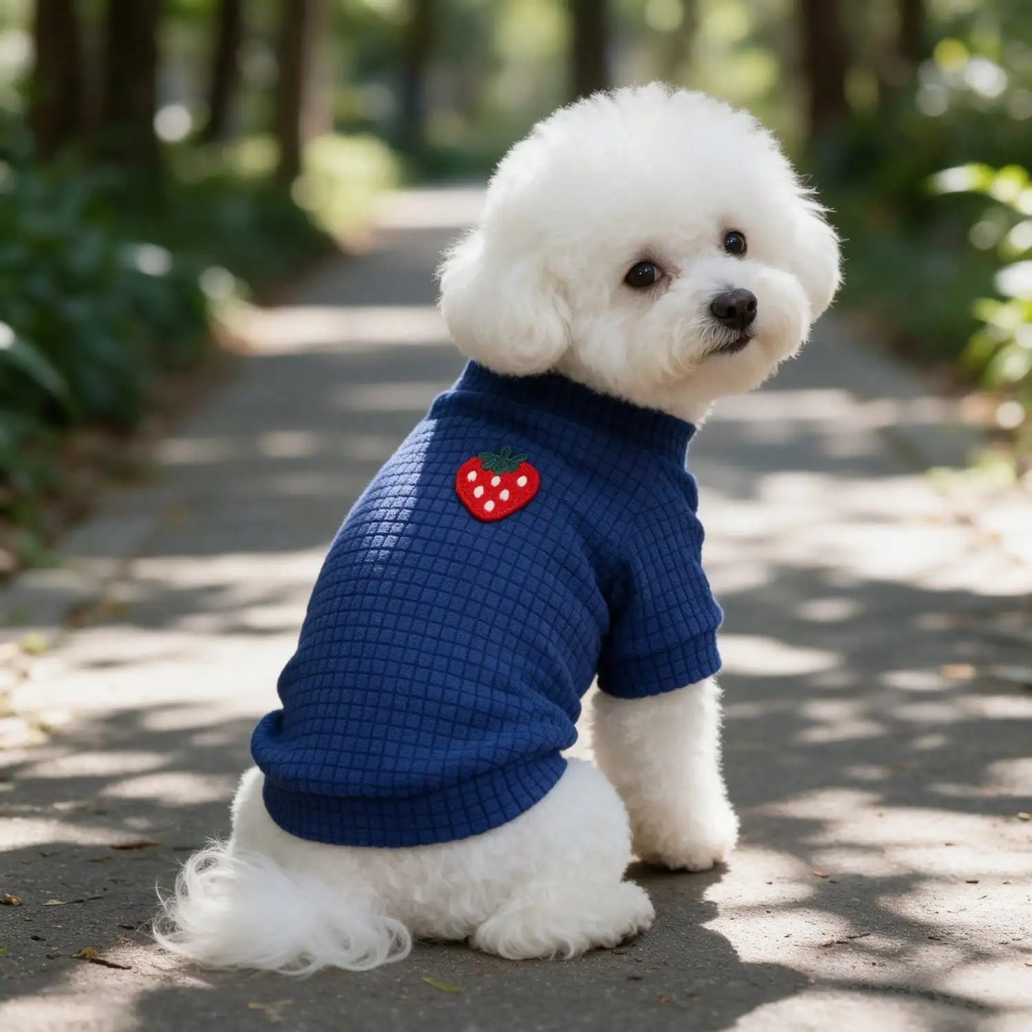 1PC Strawberry Embroidery Waffle Knit Pet Dog T-shirt