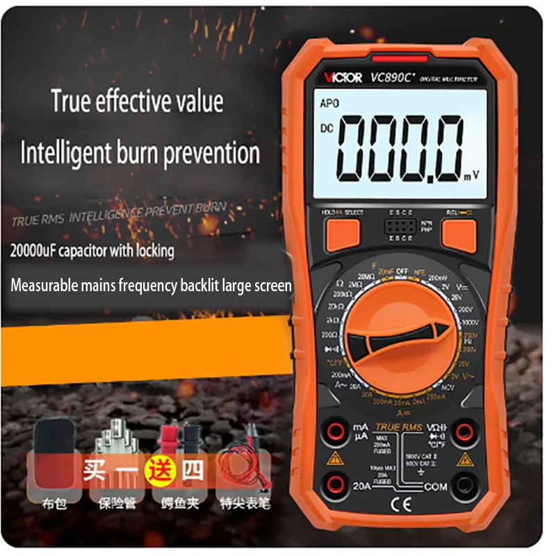 

Multimeter VC890D \ VC890C+Digital Multimeter High precision Universal Meter Capacitor Anti Burn