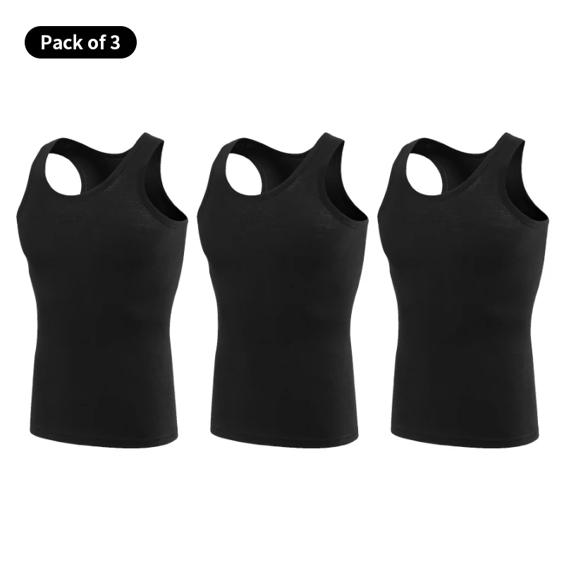 1/3 Stuks Heren Effen Kleur Basic Katoenen Vest Jeugd Slank Oefening Zweetabsorberend T-shirt Middelbare Leeftijd Comfortabel Dieptepunt - afbeelding 1