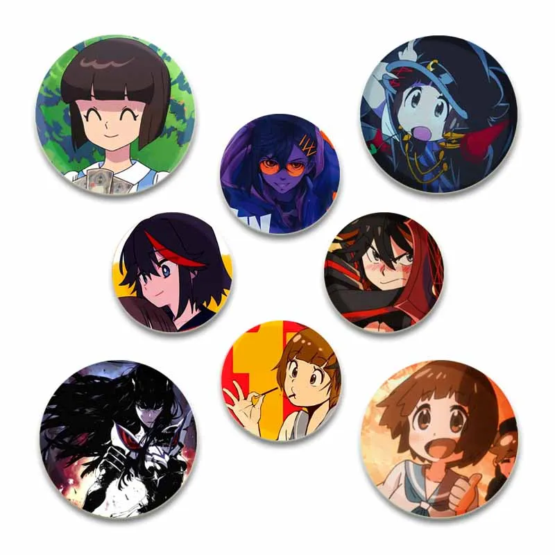 32/44/58mm Anime Kill La Kill Creative DIY Badge Tinplate Brooches Button Pins for Backpack Decoration Accessories Jewelry Gifts