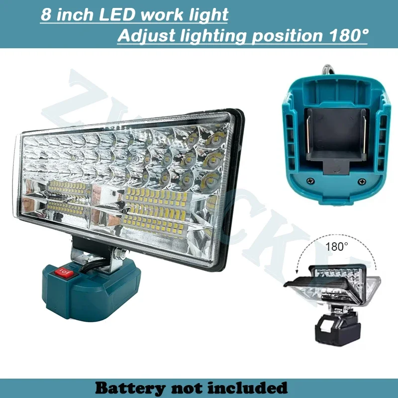 Cordless LED Work Light 8 inch Flashlight For Makita 18V BL1430 BL1830 Li-ion Battery Emergency Lamp Camping Jobsite Lights