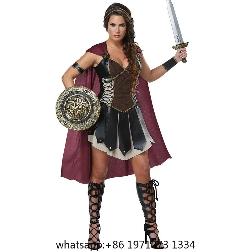Halloween Medieval Warriors Xena Costume Women Roman Princess Spartan Gladiator Soldier Cosplay Fancy Dress