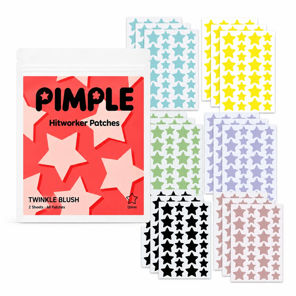 504Pcs Colorful Star-Shaped Pimple Patches, 6 Colors and Mixed Sizes, Cute Pre-Cut Blemish Cover Face Patches for Daily Use