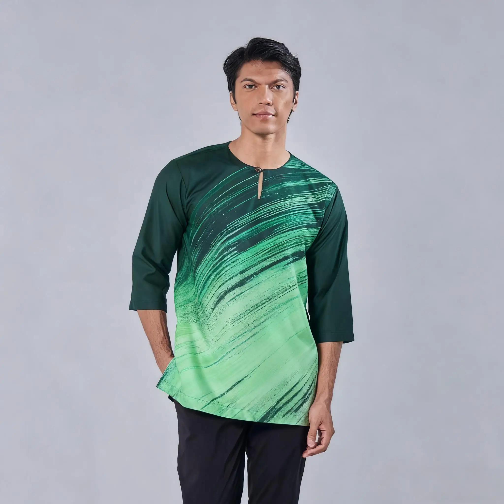 تي شيرت بأكمام قصيرة ملابس صلاة إسلامية فاخرة على الطراز الأفريقي البرنز أزياء مطبوعة على الطراز العربي الوطني Maroc Homme #1