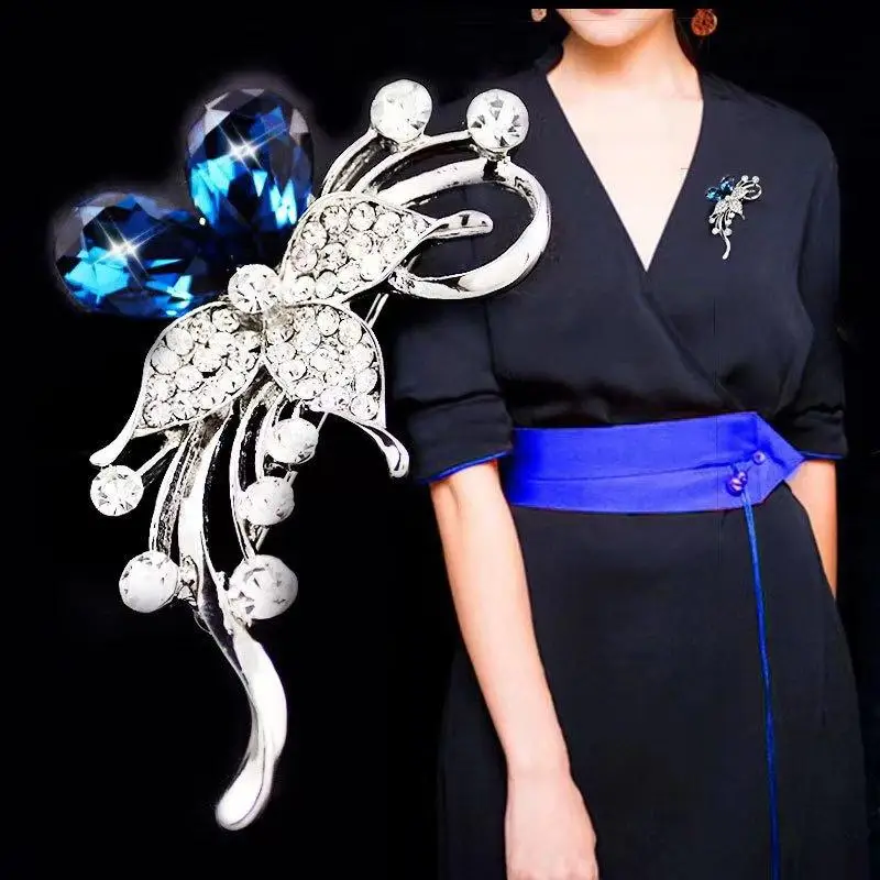 Fashion Elegant Rhinestone Vintage Flower Brooches Women Clothing Coat Jewelry Accessries Gifts