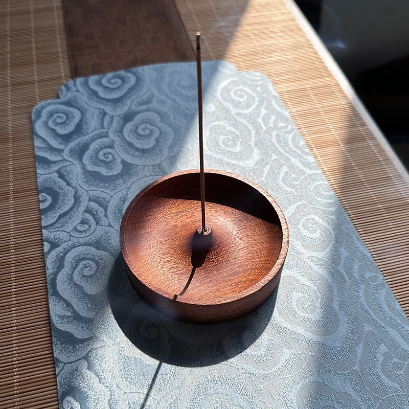 Round Solid Wood Incense Stick Holder Sandalwood Agarwood Incense Burner Handmade Tea Ceremony Incense Base Tray Holder