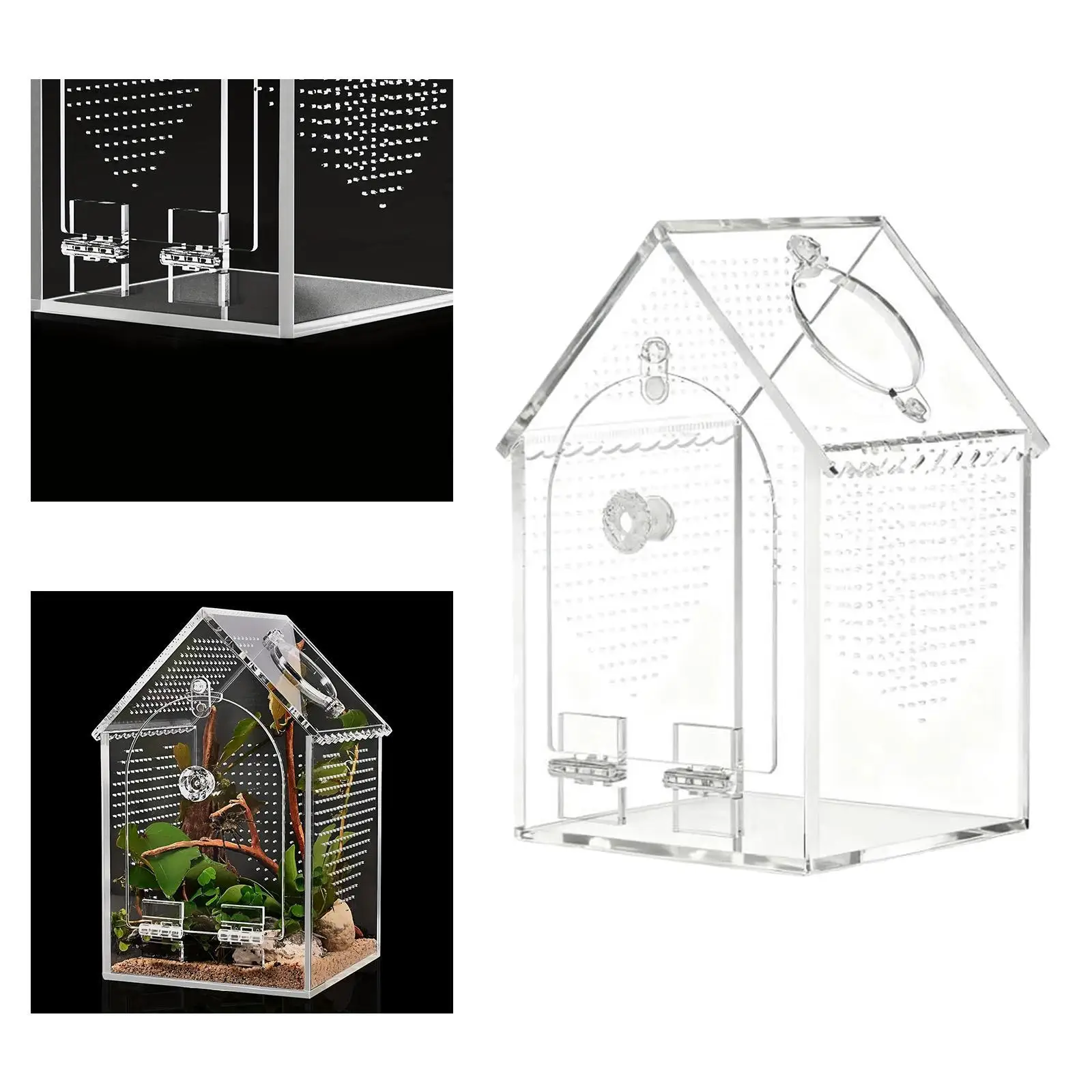 Transparent Acrylic Habitat Cage Spider Enclosure Breeding Box with Humidity Control for Reptiles Room