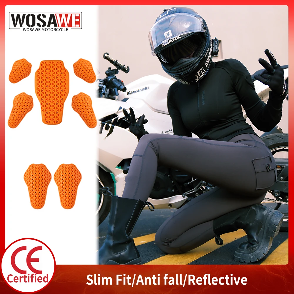 

WOSAWE Motorcycle Jacket Pants Suit Women Sexy Motocross Shirt CE Certified Soft Armor High Waist Honey Peach Hip Fitness Sports
