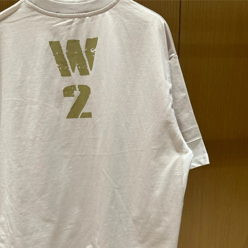 프로젝트 G/R Grailz 2026 비대칭 페이크 투피스 비주얼 디스플레이스먼트 패치워크 레터 프린트 반팔 티셔츠