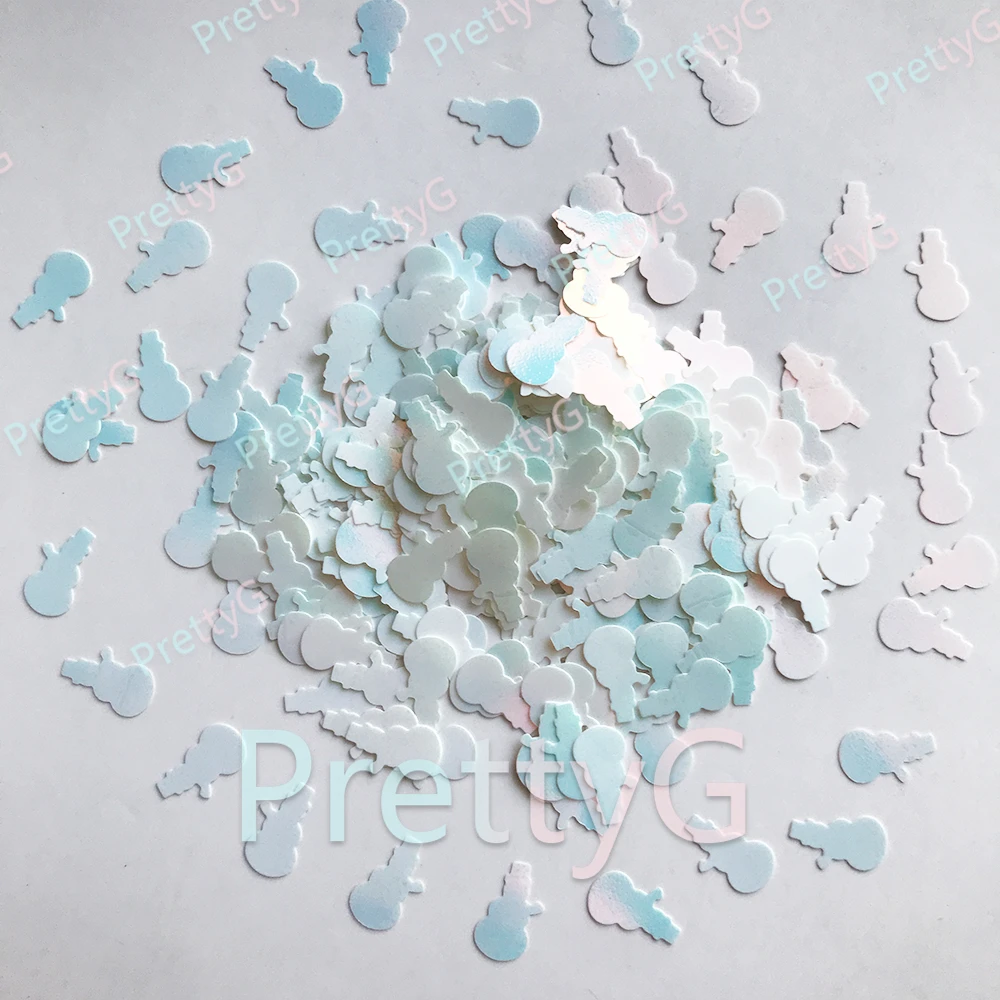 PrettyG 1 Box 8mm White Snowman Glitter Shape Christmas Snowman Glitter Sequins For DIY Nails Art Decorations Accessories