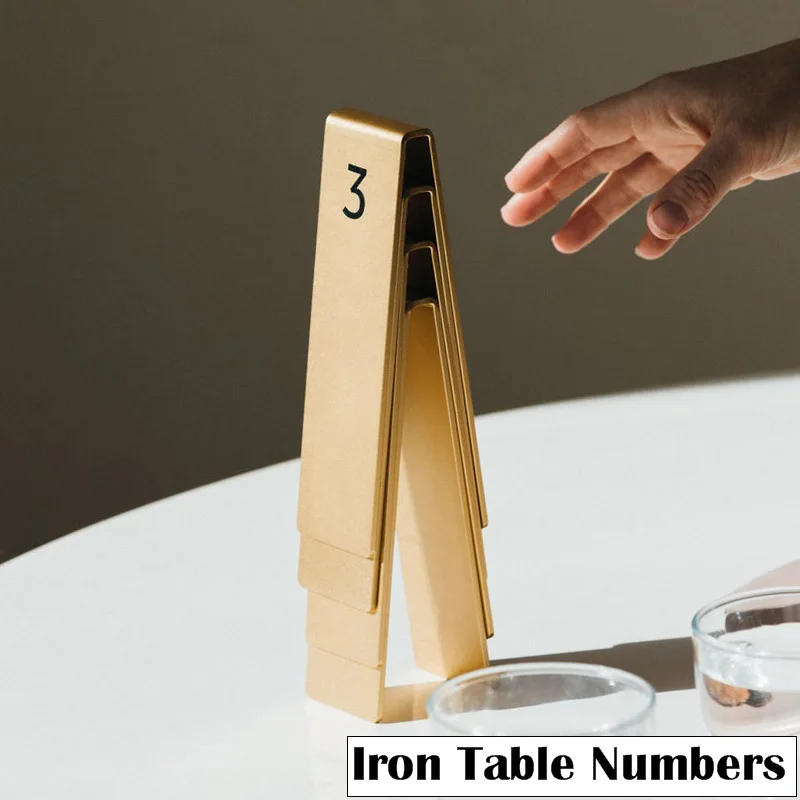 

17CM Double Sides Standing Table Numbers Customized Desk Sign Plates Restaurant Cafe Bar Metal Table Marker Reserved Seat Cards