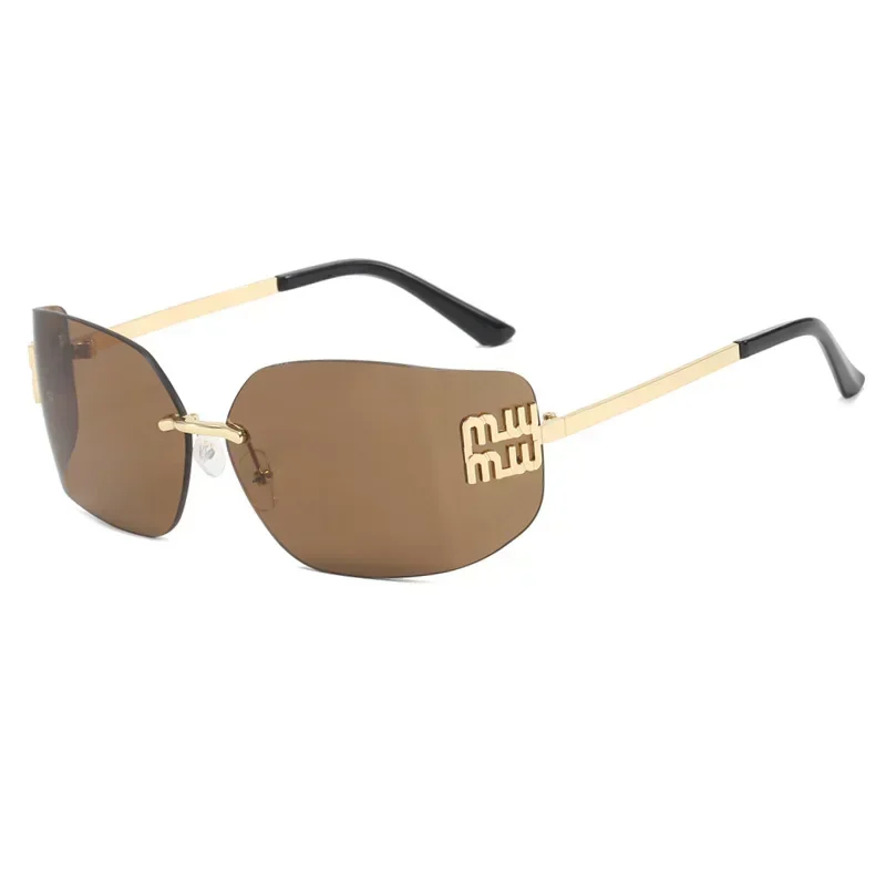 2025 تصميم ريترو بدون إطار ظلة فاخرة معدنية للنساء نظارات شمسية عالية الجودة مزخرفة للسفر والمشي لمسافات طويلة