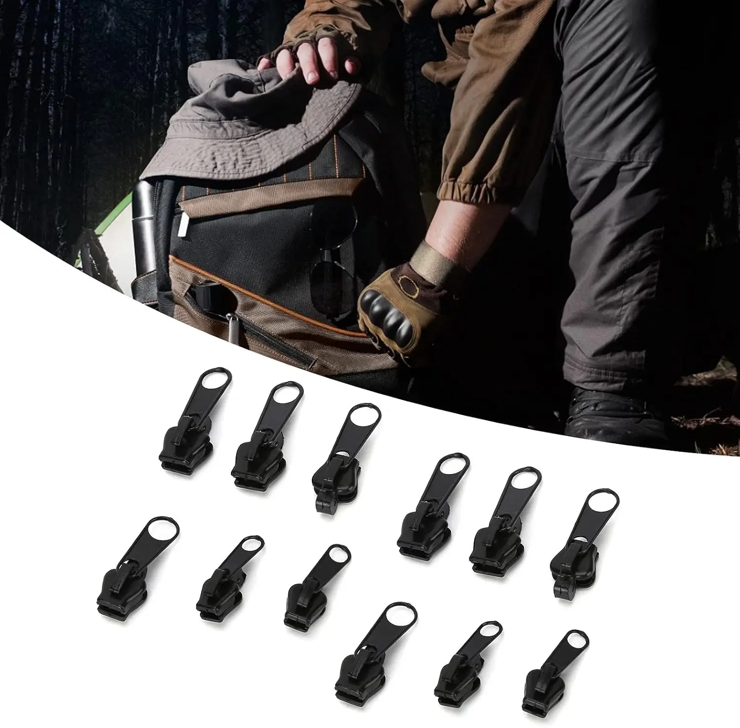 12 Pcs Fix Zip Puller,Zip Slider Repair Instant Kit,Instant Zipper Set,for Sewing Clothes Jacket Backpacks