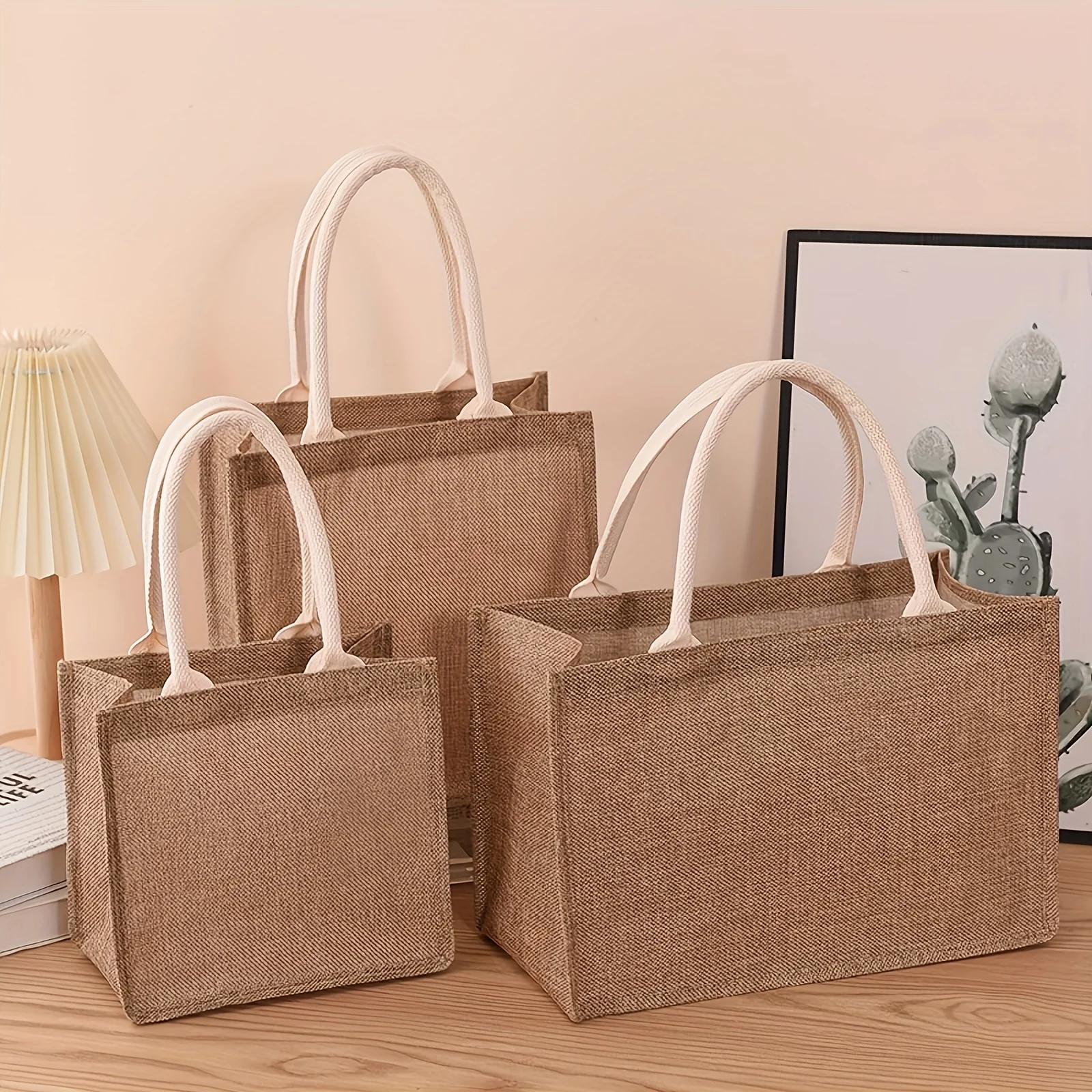 

Льняные сумки для покупок большой вместимости, водонепроницаемые джутовые сумки, сумки для отдыха на море и кемпинга