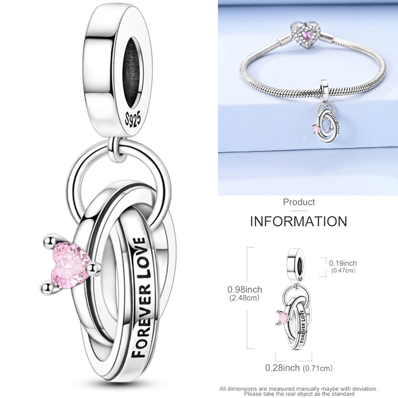 925 Sterling Silber Liebesherz Paar Familie Rose Motorrad Charm-Perlen DIY Armband Halskette Jubiläumsgeschenk für Frauen – Detail 14