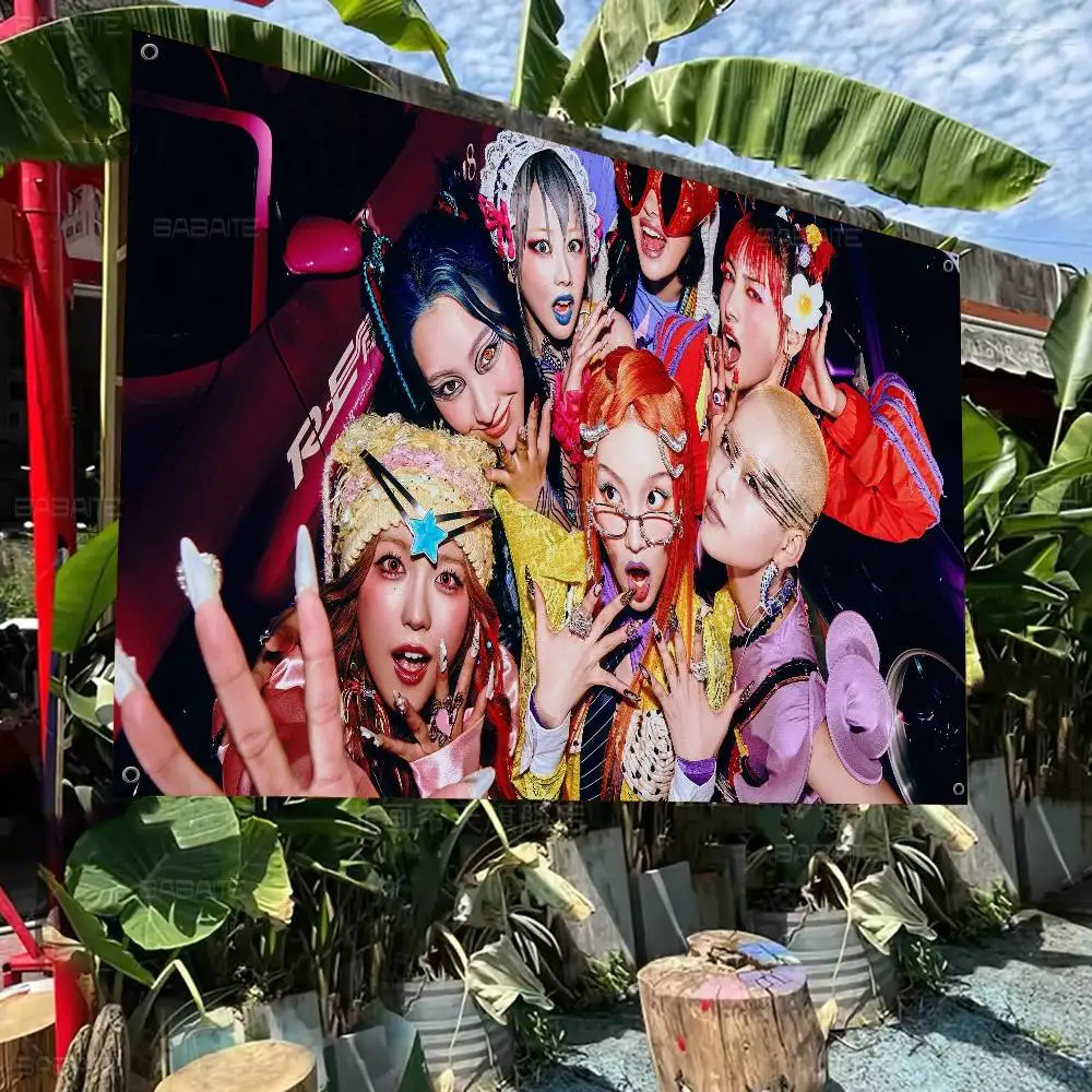 لافتات Kpop XG Girl Group Family Gatherings للجو الخارجي وديكورات التخييم #1