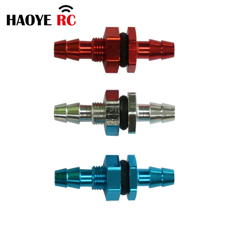 Haoye-Mini boquilla de Metal de doble punta, accesorios de tanque de rosca D8 M4 con tuerca de junta tórica para piezas de tanque RC, color azul,