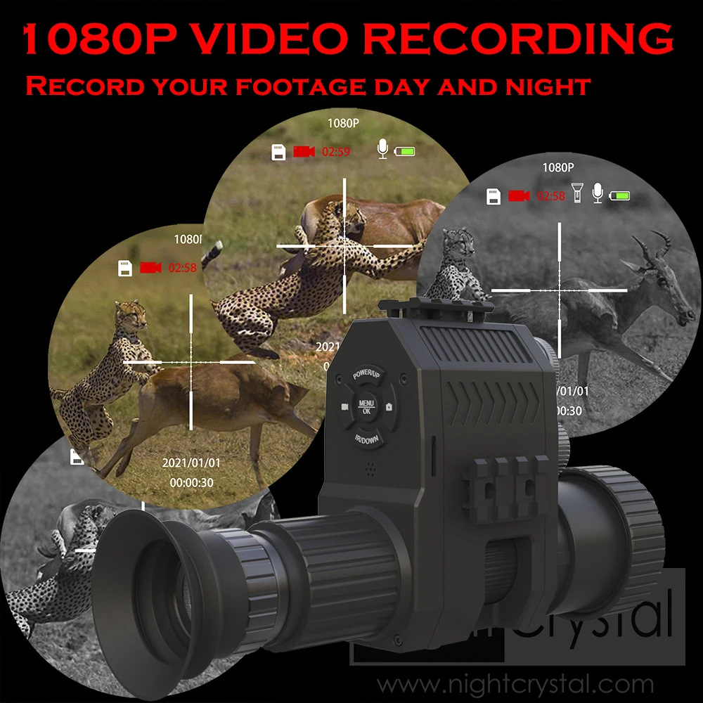 Hunting Optics Spotting Scope, Digital Night Vision, Monocular Clip on Camera, IR Illuminator, Picatinny Mount, 850NM, 940NM