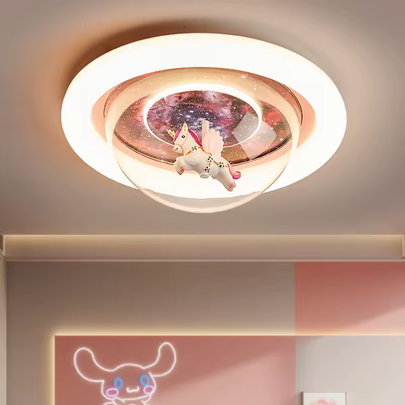 ילדים של חדר תקרת אור Unicorn Cartoon Led נברשת תקרת מנורת תוספות של בנות נסיכת חדר שינה Luces תאורה