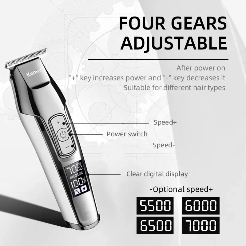 Kemei KM-5027 Cutting Hairs Silent Hair Clippers Hair Trimmer Rechargeable